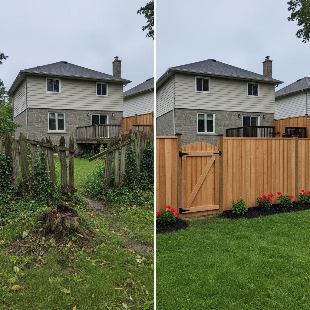 Fence contractor transformation - before and after by Quality Landscaping Kirkland in Kirkland